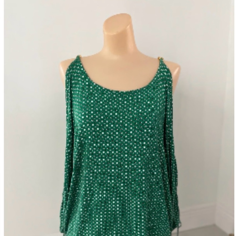Michael Kors Green Polka Dot Cold-Shoulder Camisole